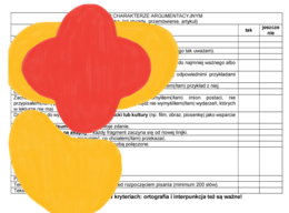 Kryteria pisania TEKSTU O CHARAKTERZE ARGUMENTACYJNYM na języku polskim - klasa IV-VI