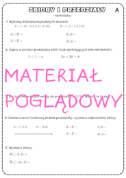 Zbiory liczbowe, przedziały - karta pracy. Klasa 1