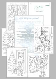 "List, który się spóźnił" - pakiet: opowiadanie, kolorowanki, wytnij i wklej ( oś czasu ), list do Mikołaja