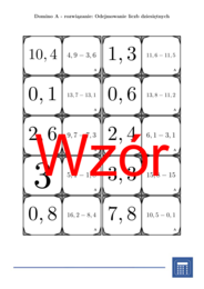 Domino - Odejmowanie liczb dziesiętnych | matematyka