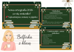 Nowa ortografia 2026 – gazetka szkolna (12 stron) | Klasy 4–8
