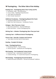 🦃 Thanksgiving – The Other Side of the Holiday B1-B2 Gotowa Lekcja