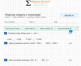 Diagnoza wstępna z matematyki – Klasa 5 (powtórka materiału z klasy 4)