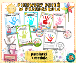 PIERWSZY DZIEŃ W PRZEDSZKOLU - PAMIATKA + MEDALE