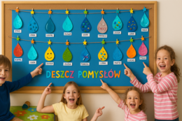 „Krople deszczu” – praca plastyczna z papieru i bibuły