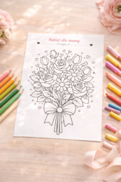 Kolorowanka. Bukiet dla mamy