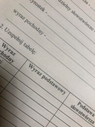 Słowotwórstwo - kl. 7-8, karta pracy, sprawdzian