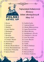 Opracowanie (motywy, symbole, relacje, wydarzenia) 31 postaci z lektur 1-4_Polski Level Up