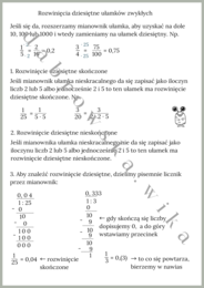 Rozwinięcia dziesiętne ułamków zwykłych - notatka