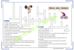 Krzyżówka - praca, moc, energia.