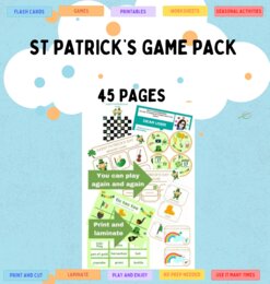 St Patrick's Day Game Pack Zestaw gier na dzień Świętego Patryka Rozgrzewki językowe, dobre dla SPE zajęcia rewalidacyjne ZR RI rewalidacja