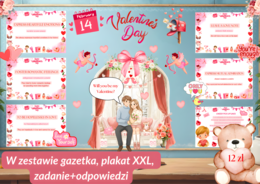 Valentine's Day gazetka po angielsku| Plakat XXL| Karta pracy+ odpowiedzi| 40 stron do druku| Idealna jako edukacyjna i kolorowa dekoracja klasy lub korytarza