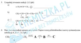 Węglowodory nienasycone, kartkówka gr. A i B, karty pracy z odpowiedziami i schematem oceny