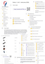 Brainy 4 – Unit 3 – karta pracy
