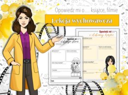 Lekcja wychowawcza. Zajęcia z wychowawcą. Język polski. Klasa 5,6,7,8. Opowiedz mi o... ulubionej książce, ulubionym filmie. Poznaj swoich uczniów. Sketchnotka/notatka graficzna. Karta pracy. Zadanie.