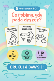 Kolorowanka: "Co robimy gdy pada deszcz?"