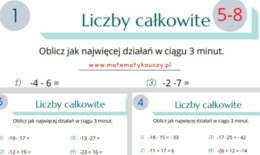 Dodawanie i odejmowanie LICZB CAŁKOWITYCH BEZ NAWIASÓW / Karty pracy PDF kl. 5-8 + ROZWIĄZANIA