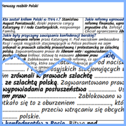 Pierwszy rozbiór Polski – notatki i karta pracy