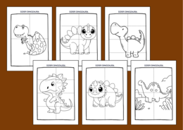 DZIEŃ DINOZAURA – układanki – układanka – puzzle – kolorowanka – kolorowanki – 12 szt. – biblioteka – świetlica – przedszkole
