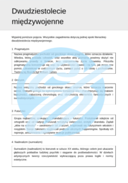 Dwudziestolecie Międzywojenne – Najważniejsze Zagadnienia – Karty Pracy dla Maturzystów