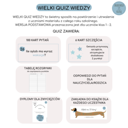 WIELKI QUIZ WIEDZY - WERSJA PODSTAWOWA 50 PYTAŃ - DLA KLAS 1-2
