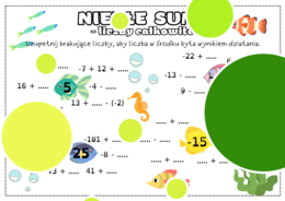 Dodawanie i odejmowanie liczb całkowitych. Niezłe sumy. Klasa 5. Klasa 6. Liczby całkowite.