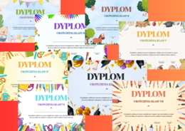 Dyplomy na zakończenie roku szkolnego dla klas I-VIII