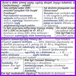 Świat w dobie zimnej wojny: wyścig zbrojeń, kryzys kubański, Wojna w Wietnamie i Kambodży, antykomunistyczne wystąpienia w Czechosłowacji