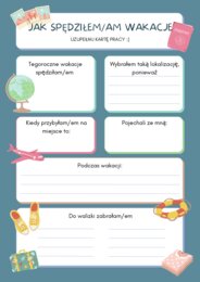 KARTA ZADAŃ 16 - JAK SPĘDZIŁEM/AM WAKACJE