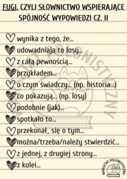 Fugi, czyli słownictwo wspierające spójność wypowiedzi cz. II / matura / egzamin ósmoklasisty / rozprawka / wypowiedź argumentacyjna