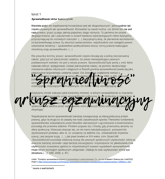 "Sprawiedliwość" arkusz egzaminacyjny