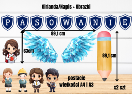 Pasowanie + skrzydła, + Ołówki + Postacie - Dekoracje
