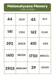 Liczby rzymskie - gra memory