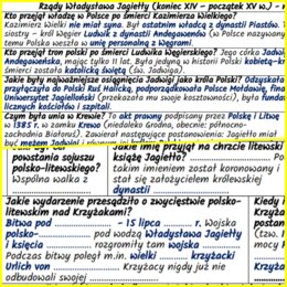 Rządy Władysława Jagiełły (koniec XIV – początek XV w.) – notatki i karta pracy