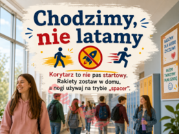 🛎️ Zasady bezpiecznej przerwy – nowoczesna gazetka korytarzowa z humorem