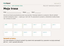 4 klasa matematyka - powtórzenie po wakacjach— stacje zadaniowe (samosprawdzająca pętla + klucz dla nauczyciela)