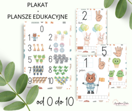 Plansze edukcyjne, plakat - cyfry - od 0 do 10