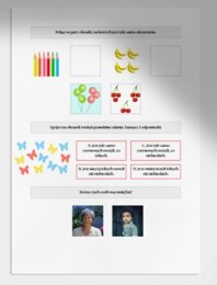 Więcej, mniej, tyle samo. Karta pracy. Sprawdzian