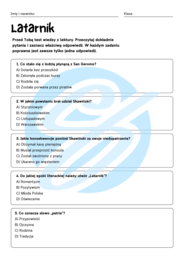 Test z lektury „Latarnik” | Henryk Sienkiewicz Szkoła podstawowa | 15 pytań ABCD + Klucz + Skala ocen