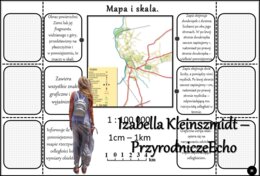 Notatka okienkowa/stacja zadaniowe/notatka/notatka graficzna/karta pracy/sketchnotka „Mapa i skala”, „Odległości na mapie i w terenie” w pdf. Geografia 5, dział „Mapa Polski”. Materiał wykonany na podstawie podręcznika z wydawnictwa Nowa Era – nowość 202
