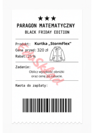 ⭐53 PARAGONY MATEMATYCZNE – BLACK FRIDAY EDITION (różne poziomy trudności / podwójne rabaty/ zamiast kartkówki)