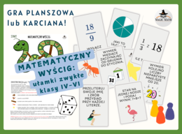 MATEMATYCZNY WYŚCIG - Gra planszowa i karty - UŁAMKI ZWYKŁE - Zestaw