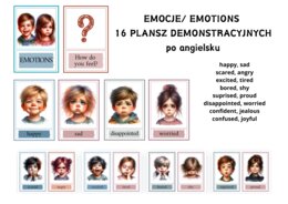 EMOCJE/ EMOTIONS - 16 PLANSZ DEMONSTRACYJNYCH po angielsku (pdf)