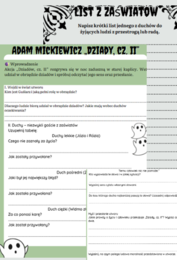 karta pracy ,,Dziady II"