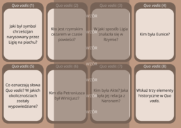 Quo vadis - fiszki do lektury