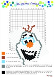 Kodowanka Kraina Lodu, Olaf- kodowanie, kolorowanka, dyktando graficzne, postacie z bajek