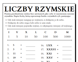 Liczby Rzymskie - karta pracy (Rzymski system zapisywana liczb)