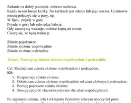 scenariusz lekcji z wykorzystaniem strategii OK, Tworzymy zdania złożone współrzędnie i podrzędnie