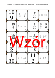 Domino - Mnożenie i dzielenie dodatnich i ujemnych ułamków | matematyka