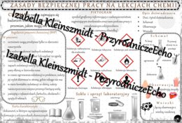 Sketchnotka - notatka „Zasady bezpieczeństwa na lekcjach chemii” wykonana w power point do edycji. Chemia 7; „Substancje”